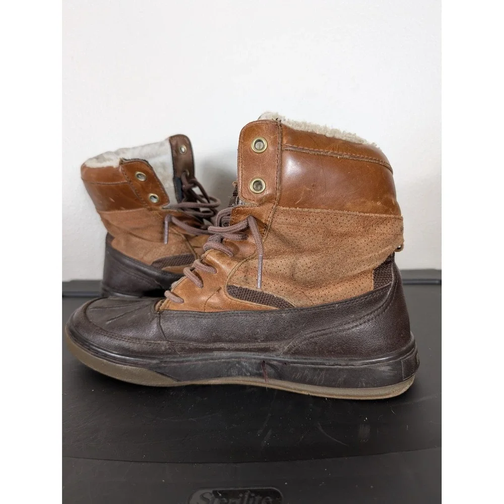 Polo Ralph Lauren Mens 10D Brown Leather Suede Duck Boots Shearling Lined